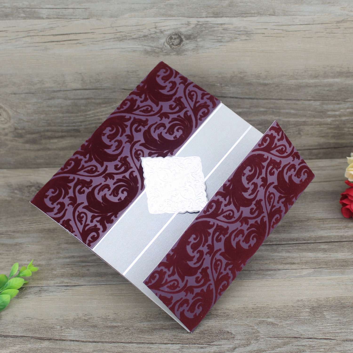 Flocking Invitation Card Greeting Invitation Customized Wedding Invitation Made in China